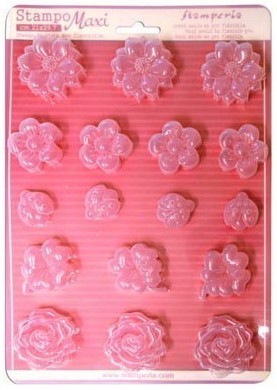 Moule en pvc souple taille A4 - Fleurs